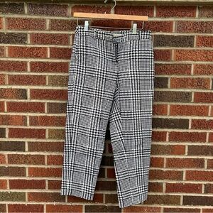 Michael Michael Kors Black and White Houndstooth Mid Rise Straight Fit Trousers